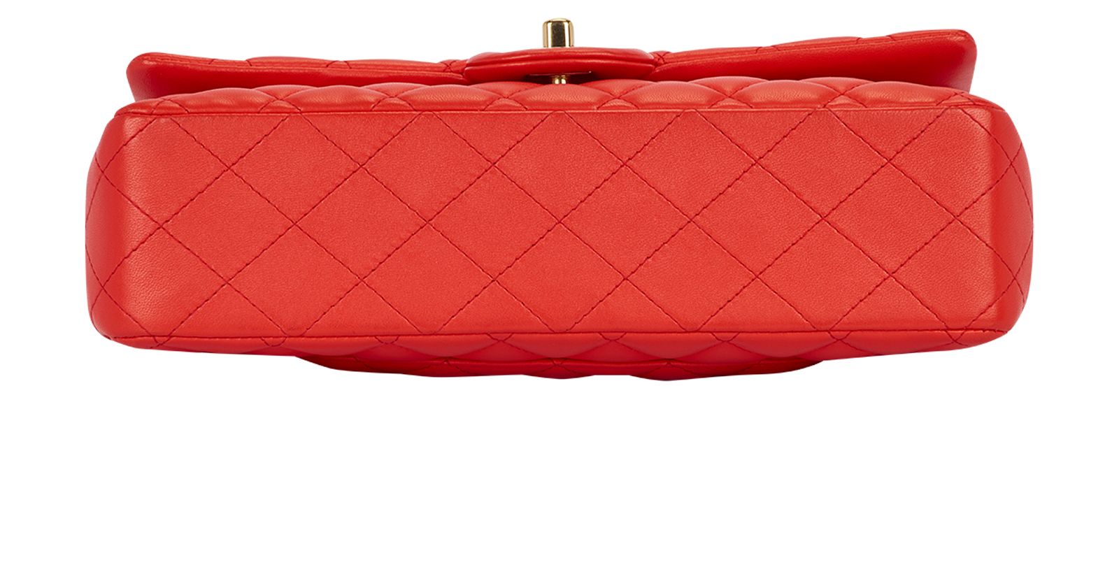 Medium Double Flap, &pound;5,500, Handbags, Red, Lambskin Leather, Top view
